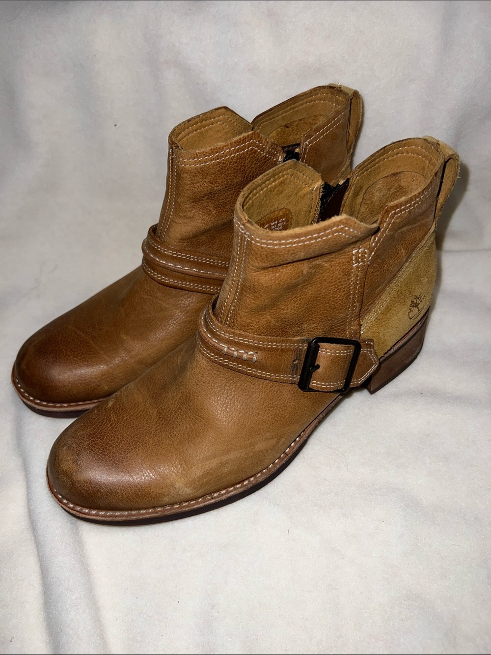 Timberland Chestnut Brown Leather Ankle Booties with Side Buckle - Picture 3 of 11